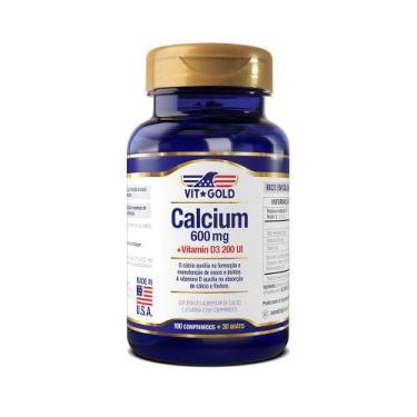 Imagem de Cálcio 600 mg com Vitamina D3 Vitgold 100 comprimidos + 30  