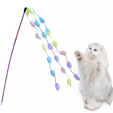 Imagem de Varinha para gatos Brinquedo Interativo Vara pra Gato Sisal Colorida Penas Plumas Varios Modelos (Penas e Fitas)