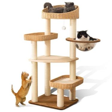 Imagem de SHODMI Torre De Gato De Árvore De Gato Para Gatos Internos, Condomínio De Gato De Casa De Gato Para Gatos Grandes, Árvore De Gato Alta Moderna Tecida Manualmente Com Sisal, Poste Para Arranhar Gatos,