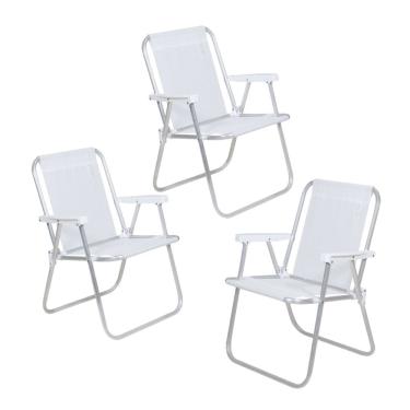 Imagem de Kit 3 Cadeira de Praia Alta Alumínio Lazy Sannet - Belfix