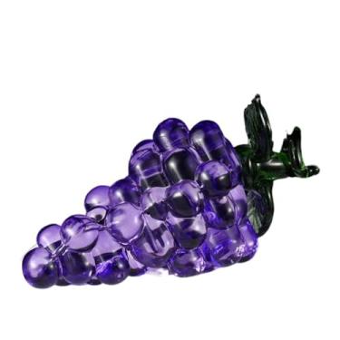 Imagem de Leadigol Uva roxa de vidro, estatueta de uva de cristal, estátua de uva artificial, decoração de frutas, mini estátua artificial de uva para mesa, enfeite de cristal de peso de papel