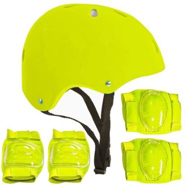 Imagem de Kit De Proteção Infantil Capacete Joelheira E Cotoveleira Verde - Funs