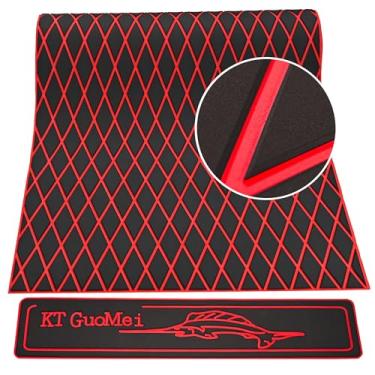 Imagem de KT GuoMei 94,5" × 37,8" Folha De Deck De Espuma Eva Para Barco, Deck De Teca Falsa, Autoadesivo, Iate Marinho, Rv, Piscina, Piso De Barco, Lancha Antiderrapante (Listras Cinza Escuro E Vermelho)