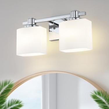 Imagem de NEDYZOG Luminárias De Banheiro Cromadas De 15,5 Polegadas Sobre O Espelho, 3 Luzes, Luz De Penteadeira De Banheiro, Prata, Moderna, Industrial, Iluminação De Maquiagem, Arandela, Chuveiro, Fazenda,