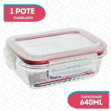 Imagem de 1Un Pote Retangular 640ML Vidro Medio Canelado Hermetico - Belo Vidro,