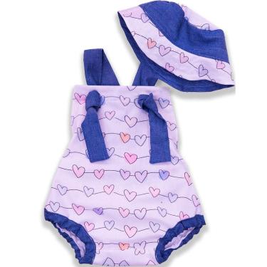 Imagem de Jardineira Banho de sol bebê Menina+ chapéu de Praia Romper