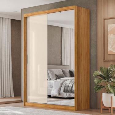 Imagem de Guarda-Roupa Solteiro Riva 2 Portas 4 Gavetas com Espelho Cinamon/Off White - Demóbile