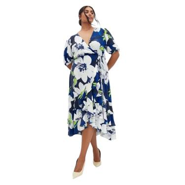 Imagem de City Chic Vestido feminino plus size - Bea Floral Wrap Midi, Floral Limelight, 52