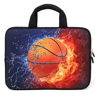 Imagem de 11" 11,6" 12" 12,1" 12,5" polegadas Bolsa de transporte para laptop Chromebook Case Notebook Ultrabook Bolsa Tablet Capa de Neoprene Capa para Apple MacBook Air Samsung Google Acer HP DELL Lenovo Asus, Basketball Fire