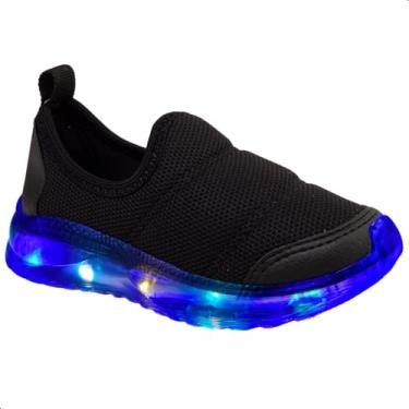Imagem de Tenis Luzinha Infantil Masculino Sapato Infantil Luz De Led Marinho e Preto (Preto, BR, Criança de 4 a 8 anos, Numérico, 20)
