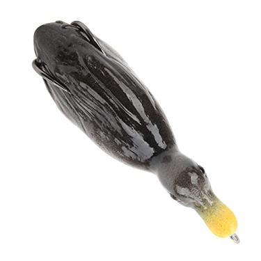 Imagem de Isca de pesca para patos, isca de peixe artificial Isca de pesca para peixes realística Equipamentos e equipamentos de pesca para a camada superior de água para amantes da pesca(black)