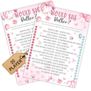 Imagem de Cartão de jogos de festa do pijama rosa - Coquete rosa arco temático festa do pijama suprimentos para festa do pijama - coisas de festa do pijama - ideia criativa de jogos de aniversário - ela prefere