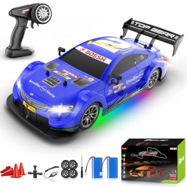 Imagem de YUAN PLAN 1/16 RC Drift Car, 2.4GHz 4WD Remote Control Drift Car, 30+KM/H High Speed Drift RC Cars with LED Lights 2 Batteries and Drift Tires Race Cars for Adults Boys Kids, Blue