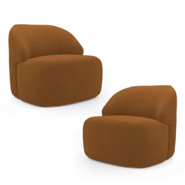 Imagem de Kit 2 Poltronas Organica Decorativa Eloa Veludo Terracota - Londrilar
