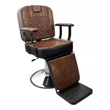 Imagem de Poltrona Cadeira Reclinável Hidráulica Redondo Estofado Marrom com Pre