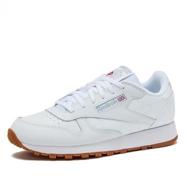Imagem de Reebok Tênis de couro clássico para meninas e meninos para crianças, crianças pequenas ou grandes, tênis para meninas ou meninos, Branco/Goma, 13 Little Kid