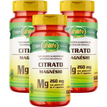 Imagem de Magnésio Citrato 60 cápsulas de 260mg Kit 3