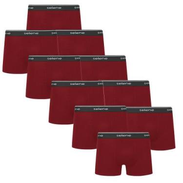 Imagem de 10 Cuecas Boxer Box Em Algodão Plus Size Tamanho Grande Selene, Bordô,