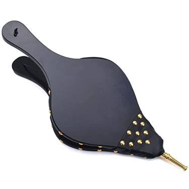 Imagem de Fole para fogueira fogão a lenha acampamento, soprador de lareira com alça de suspensão, bocal fundido de 48 x 20 cm, fole de lareira externo e interno (preto)