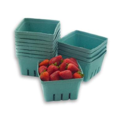 Imagem de Pacote com 42 cestas de fibra de polpa moldadas em verde/produto para frutas e vegetais