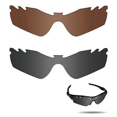Imagem de Lentes de reposição polarizadas antiágua salgada Fiskr para óculos de sol Oakley Radar Path Ventilado 2 pares embalados, Esportivo, Stealth Black & Bronze Brown, 0