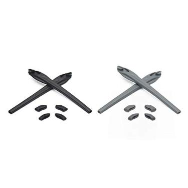 Imagem de Eye Opening Stuff Kits de borracha para substituição e nariz compatíveis com óculos de sol Oakley Flak 2.0/Flak 2.0 XL OO9188 - preto e cinza
