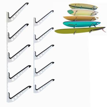 Imagem de Flow Racks 5 Board Surf Rack Adjustable Wall Mount for Surfboard, Wakeboard, Snowboard Storage in Your Home or Garage