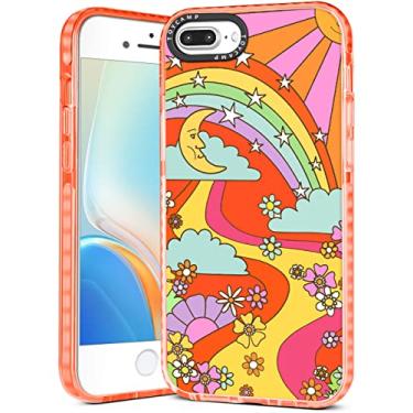 Imagem de Toycamp Capa para iPhone 8 Plus/7 Plus/6S Plus/6 Plus, linda estampa de desenho de flores de arco-íris sol e rio com desenho de graffiti para mulheres, meninas, meninos, adolescentes, capa de arte colorida, (5,5 polegadas), laranja