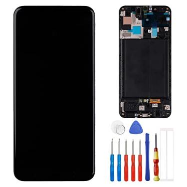 Imagem de Nova tela Super OLED compatível com Samsung Galaxy A50 (2019) A505F/DS A505F A505FD A505A Tela LCD Touch Screen de 6,4 polegadas com moldura + ferramentas (preto)