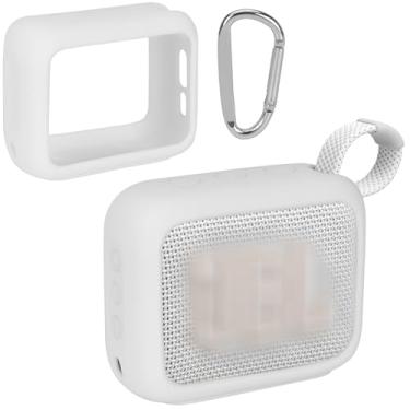 Imagem de Lebakort Capa de silicone compatível com alto-falante sem fio Bluetooth portátil JBL GO 4 (capa branca)