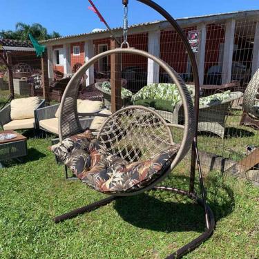 Imagem de Balanço Rede Elo Em Corda Náutica - Tecido Revieira Marrom