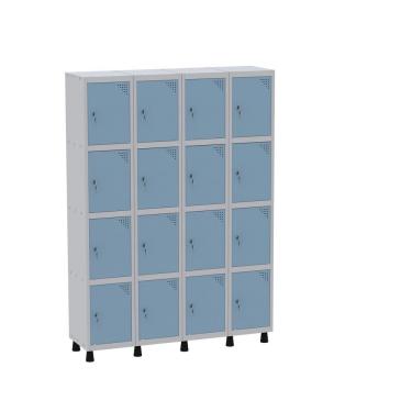 Imagem de Armário Guarda Volume Locker Roupeiro 16 Portas Aço Grf 504/16 Cinza/azul Dali