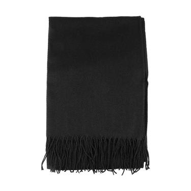 Imagem de Cachecol Preto Lenço Pashimina Xale Echarpe Com Franjas