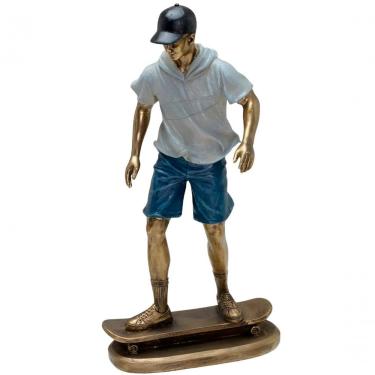 Imagem de Estatueta Decorativa Skatista Skate Escultura Em Resina 27cm