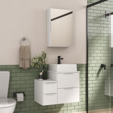 Imagem de Conjunto Gabinete Banheiro Nivus 60 (gabinete+espelheira+cuba) Branco Inteiro