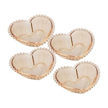 Imagem de Conjunto 4 Bowls Cristal Coração Pearl âmbar 12x10x4cm 28397 - Wolff