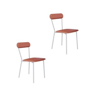 Imagem de Cadeira Fixa Estofada Vintage Emília Com 2 Unidades Marte Terra Rosê-branco Fosco