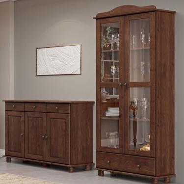 Imagem de Cristaleira Vitrine 2 Portas 1 Gaveta Rubi Café