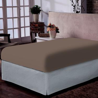 Imagem de Lençol Portallar Casal Com Elástico Malha 100% Algodão Premiun Classic Capuccino