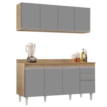 Imagem de Armário Aéreo Nevada E Balcão Para Pia Com Tampo 160cm Arkansas Castanho-cinza - Lumil