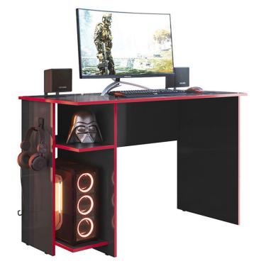 Imagem de Mesa Para Computador Gamer 3875 Preto Fosco-vermelho - Qmovi Preto Fosco-vermelho