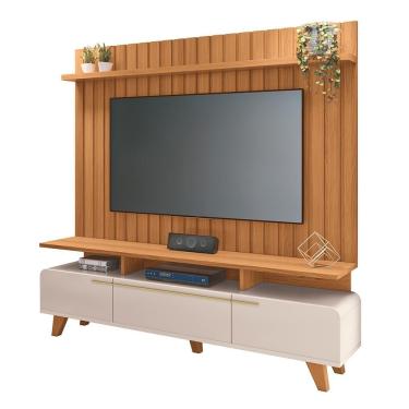 Imagem de Rack Bancada Essenza Com Painel Link 2.0 Off White-cinamomo Para Tv Até 70? - Hb Móveis Off White-cinamomo