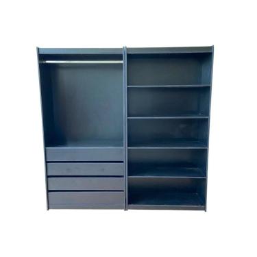 Imagem de Kit Prateleira + Cabideiro Com 4 Gavetas 100% Mdf Preto - Suprema Móveis