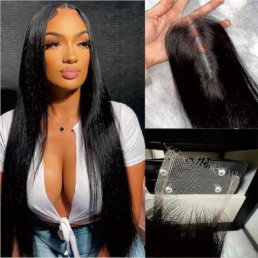 Imagem de Nikiss Skinlike Real Hd Lace Closure, 2X6 Fechos Cabelo Humano Liso Pré-Selecionado Nós Branqueados 0,095Mm Ultrafino Invisível Suíço 14"