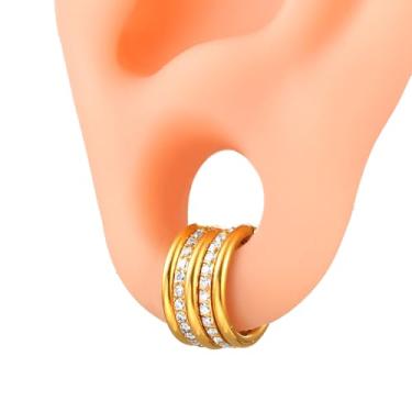 Imagem de Casvort 5 anéis de piercing de nariz de septo sem costura 16G 6 mm segmento de anéis de argola de aço inoxidável 316 ouro misto lóbulo empilhados zircônia argola piercing joias