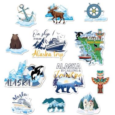 Imagem de Decorações de porta de cruzeiro magnético, 12 peças de ímãs de porta de cruzeiro do Alasca com desenhos náuticos cênicos da vida selvagem, itens essenciais para cruzeiros no Alasca, placas magnéticas
