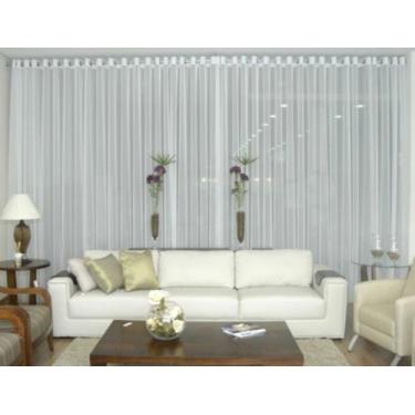 Imagem de Cortina Voil Branca Sala Quarto 4,00x2,80 Ilhós Cromado - Doce Lar Enx