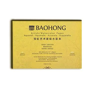 Imagem de BAOHONG Bloco de papel aquarela para artistas (20 folhas, coladas em quatro bordas), 10...