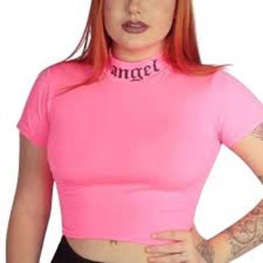 Imagem de Cropped feminino angel gola alta manga curta viscolaycra menina - Filó