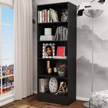 Imagem de Estante para Livros Clarice 4 Prateleiras Preto - Carioca Móveis